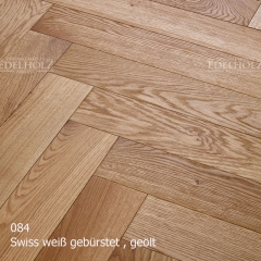 Edelholz Fischgrät Parkett Eiche 20mm Swiss weiß 084 gebürstet natur/rustik je qm.
